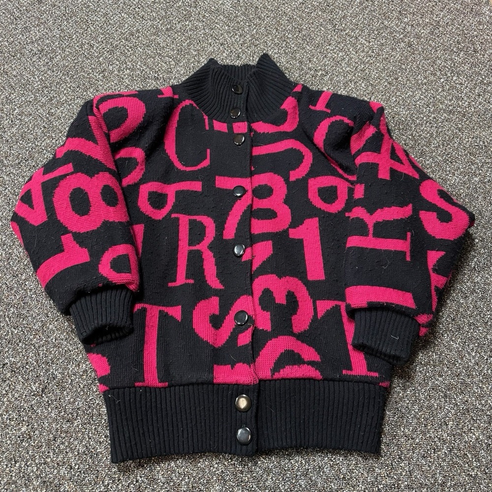 Vintage Obscure Number Jacket 1990s Black Rare Design IB sport Pink Button Up Sm